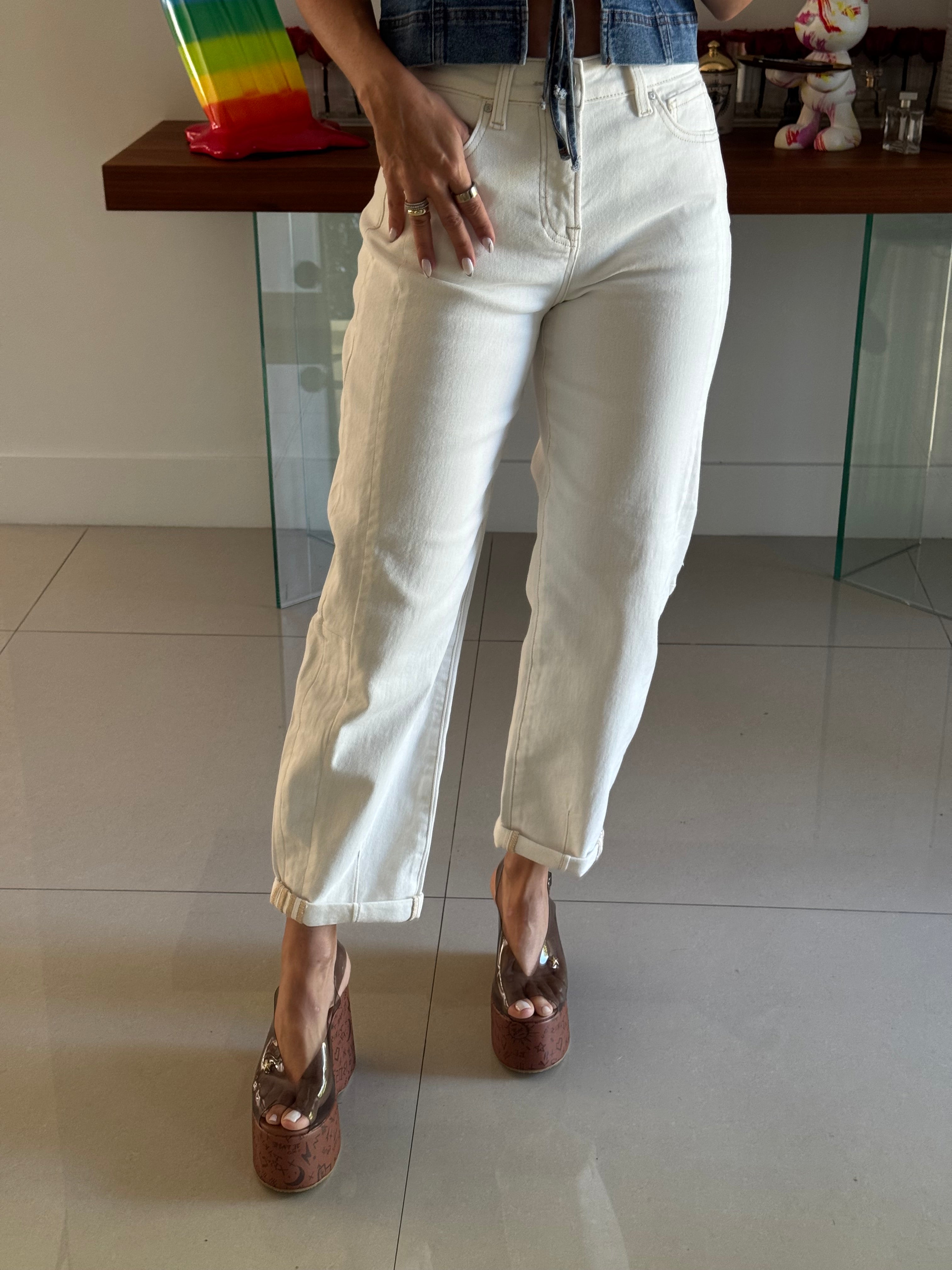 Jeans Barrel Crema