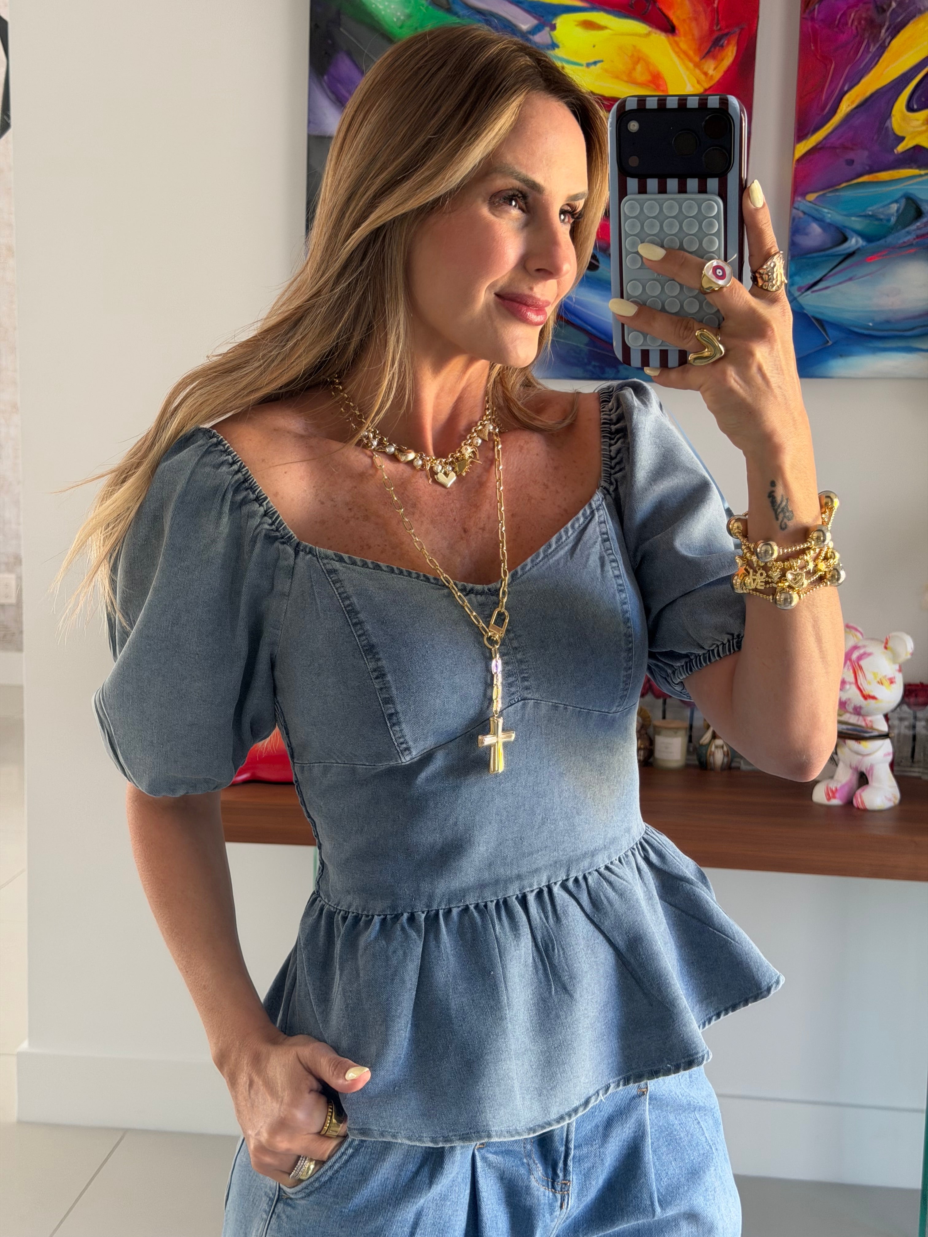 Top Denim Globo